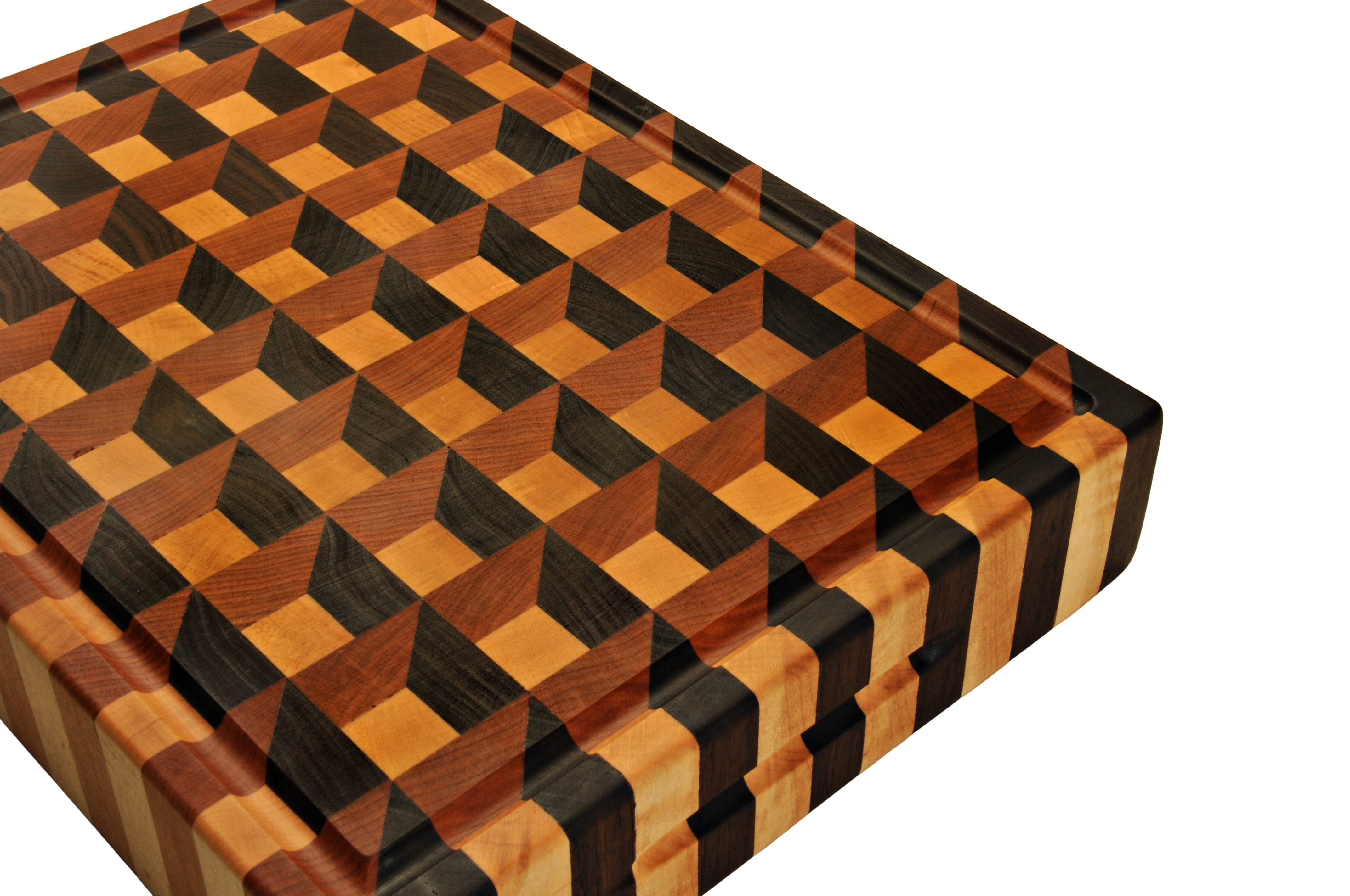 Endgrain Architect — 3D endgrain cutting block in Black Walnut, Hard Maple and Cherry