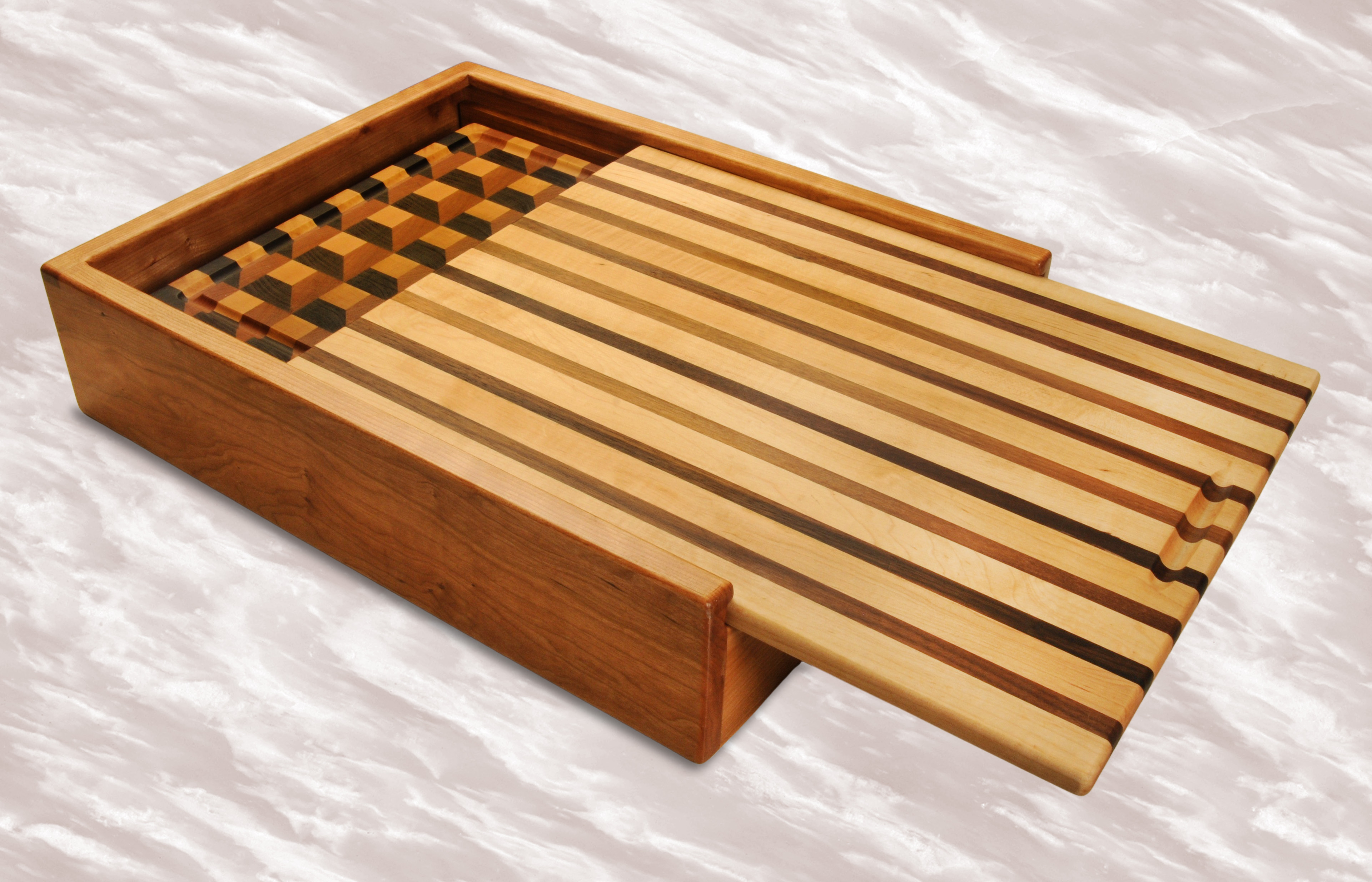 The Collector Series — endgrain cutting block with hardwood presentation box, starting at $2,000
